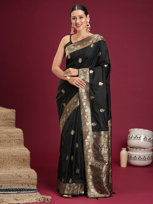 Black Banarasi Silk  Saree