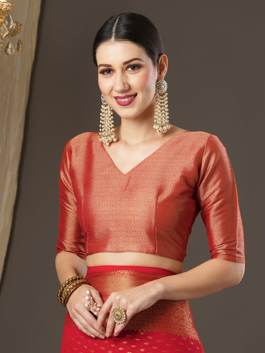 Red georgette Banarasi Silk Saree