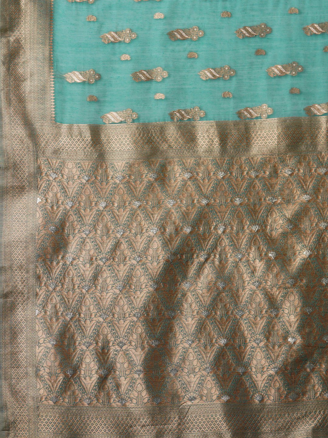 Sea Green Soft Silk Jacquard Woven Saree - Ressa