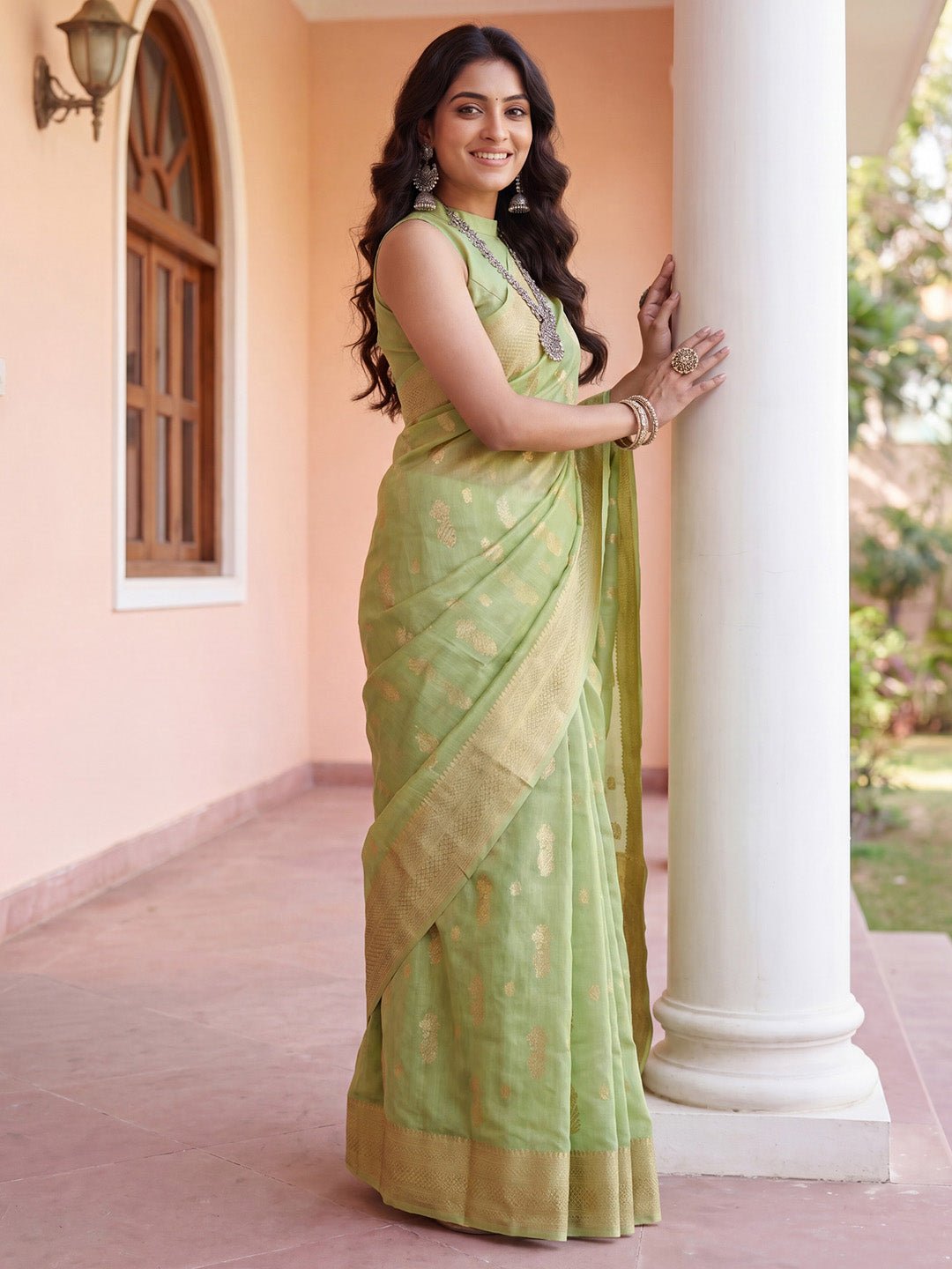 Pista Green Banarasi Silk Saree - Ressa