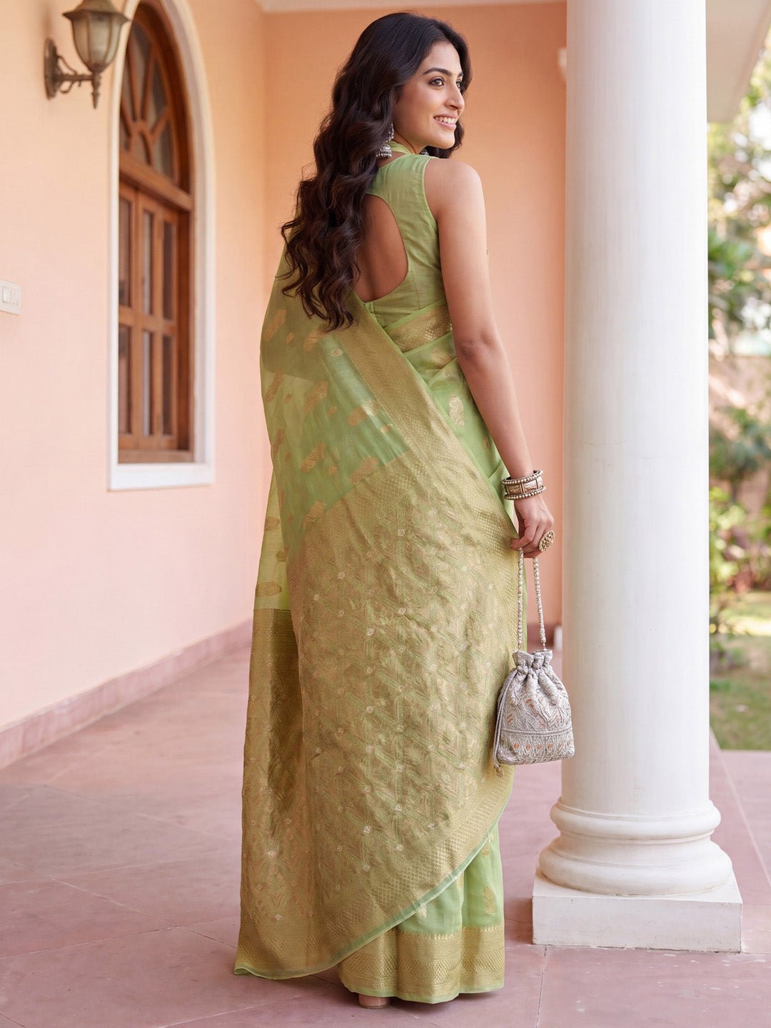 Pista Green Banarasi Silk Saree - Ressa