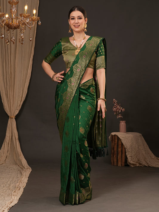 Silk Blend Heritage Banarasi Style Zari Woven Saree