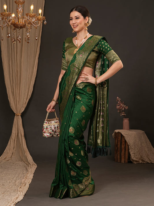 Silk Blend Heritage Banarasi Style Zari Woven Saree
