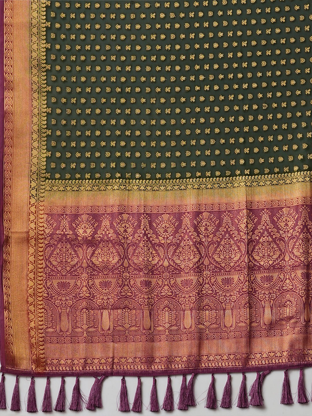 Green Georgette Banarasi Silk Saree - Ressa
