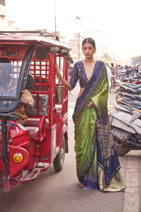 Light Green Polka Sawari Saree