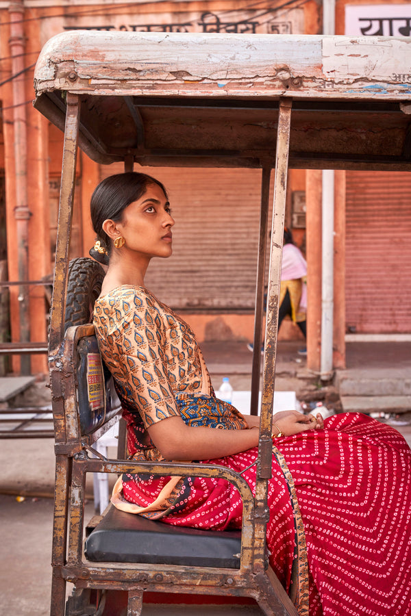 Laal Sutra Sawari Saree