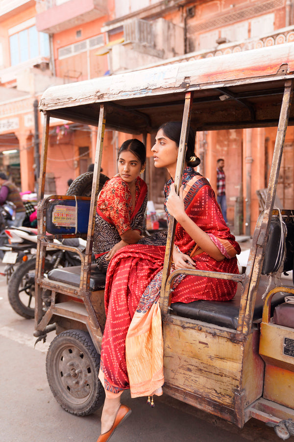 Maroon Bandni Mahotsav Sawari Saree