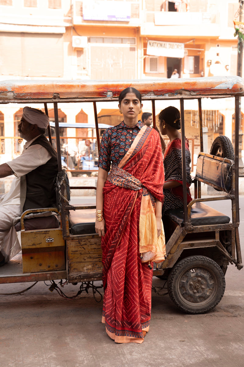 Maroon Bandni Mahotsav Sawari Saree