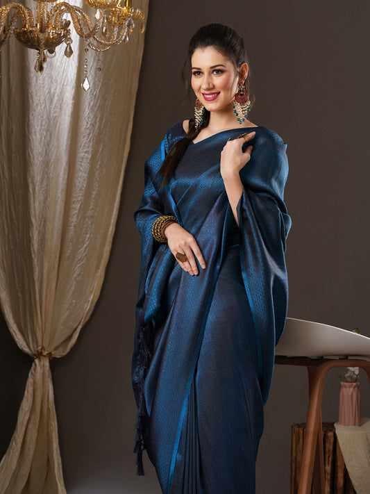 Teal Blue Premium Silk Saree