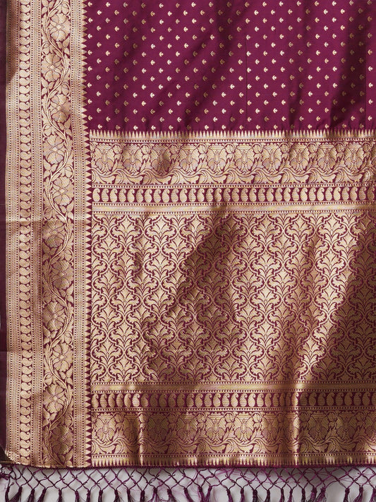 Wine Banarasi Silk Saree