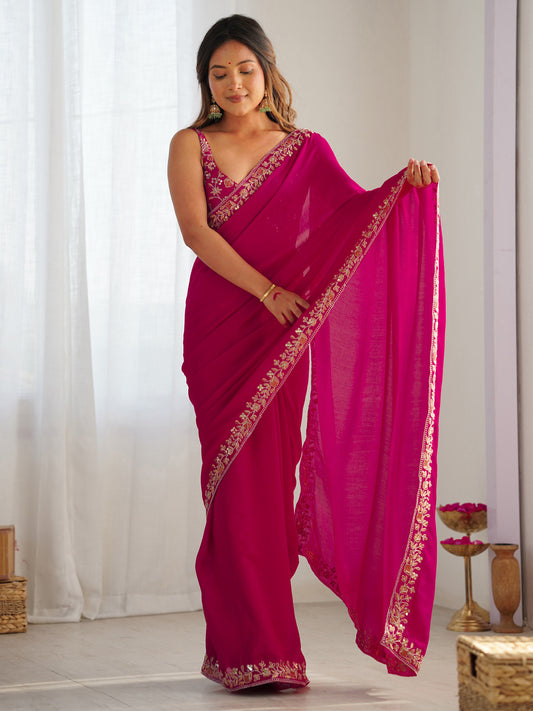 Rani Pink Georgette Saree