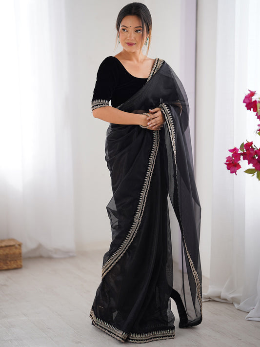 Polyester Embroidered Border Modern Aesthetic Saree