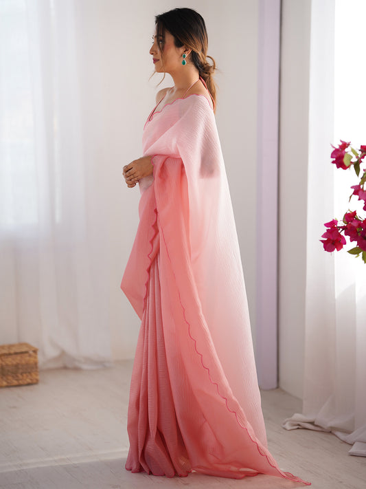 Pink Ombre Georgette Saree