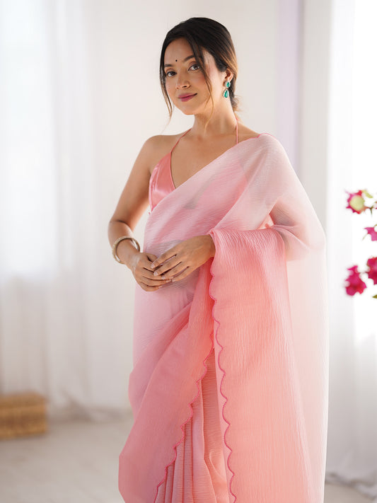 Pink Ombre Georgette Saree
