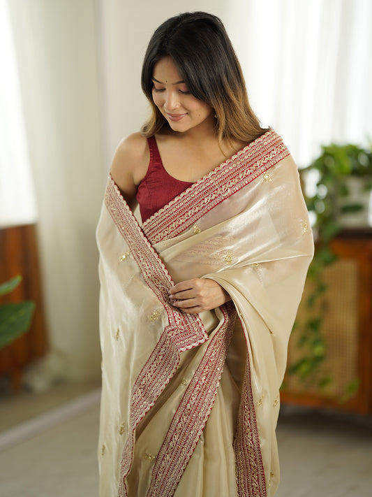 Embellished Sequinned Organza Saree