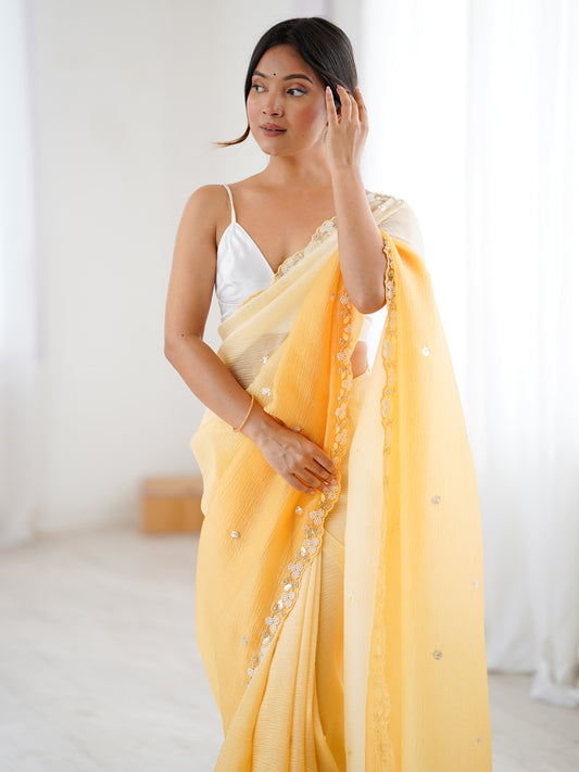 Heritage Yellow Silk Blend Saree