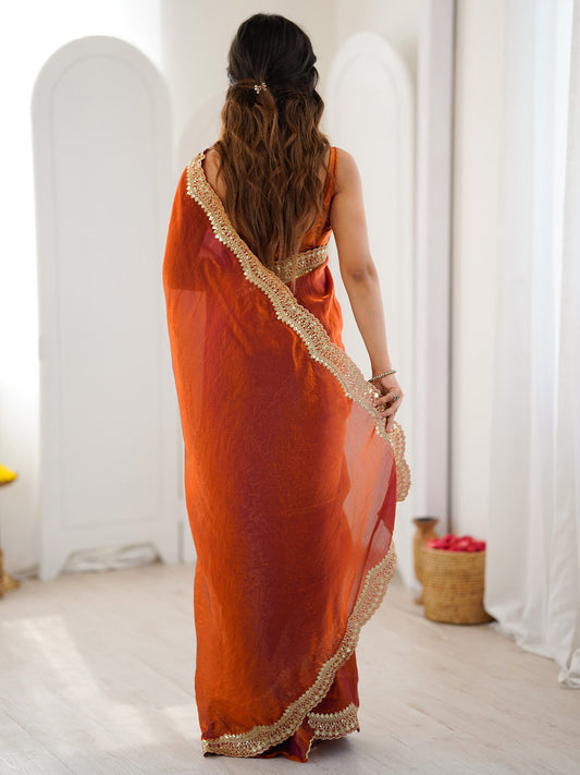 Heritage Rust Silk Blend Saree