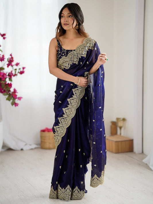 Heritage Peach Silk Blend Saree