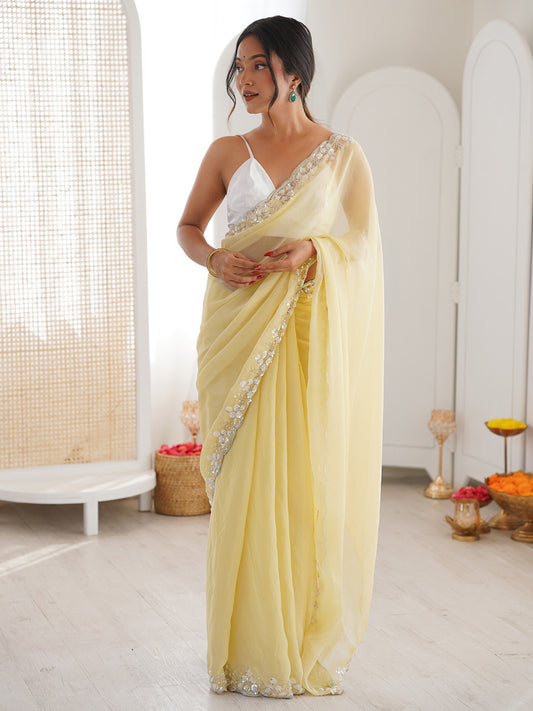 Polyester Embroidered Border Modern Aesthetic Saree