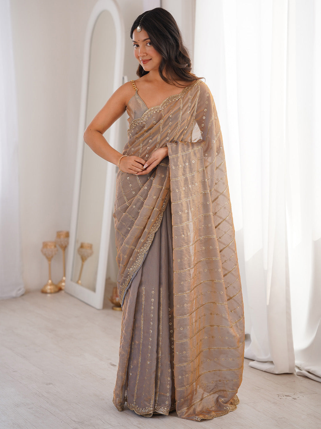 party wear saree for unmarried girl
