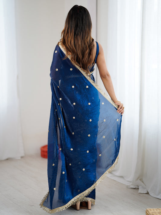 Royal Blue Georgette Zari Butti Saree