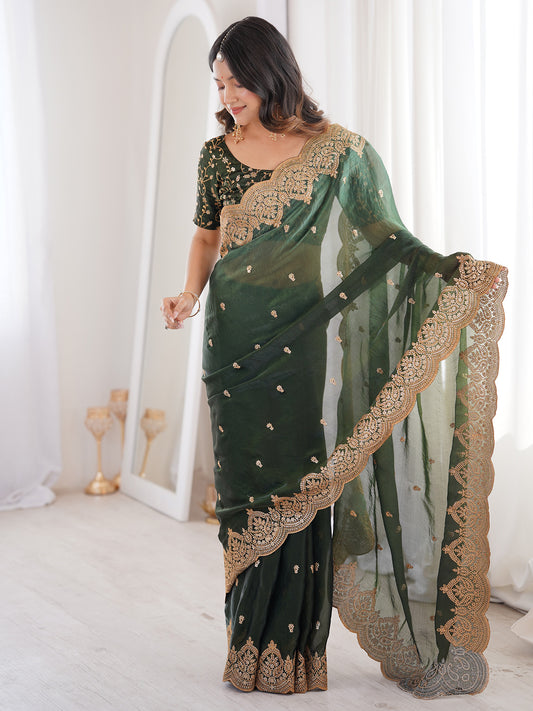 Saree Deep Emerald Green