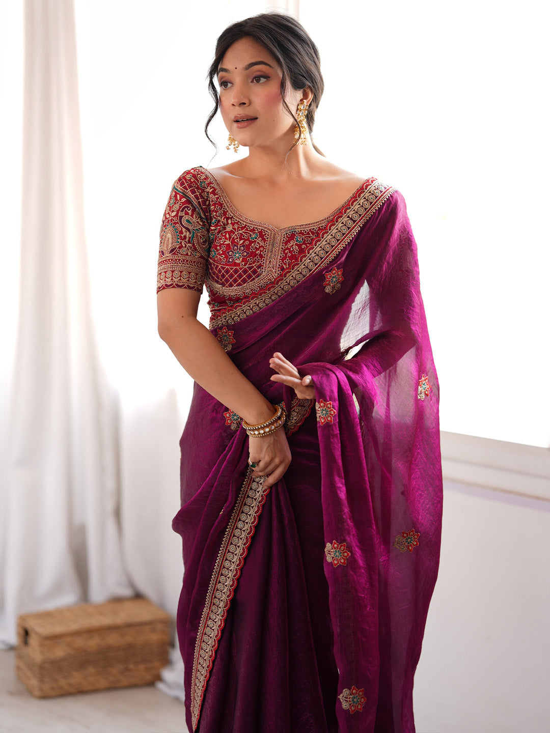 anniversary celebration saree
family get to gether 
wedding wear saree