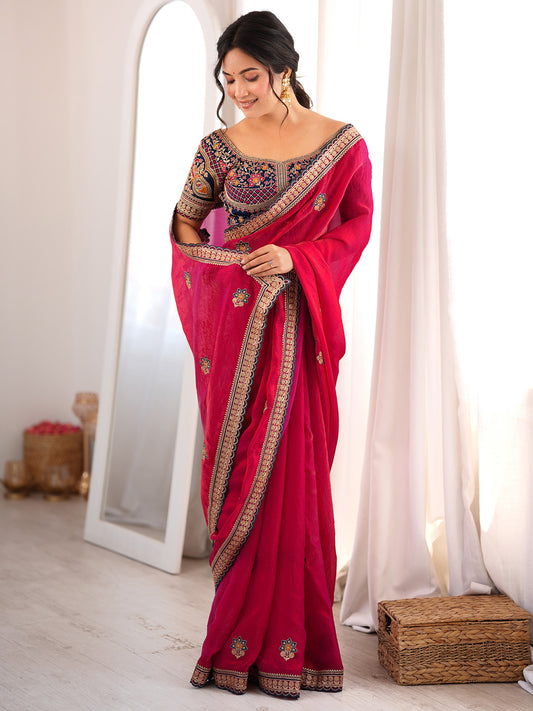 wedding wear saree 
engagement saree
puja wear saree
