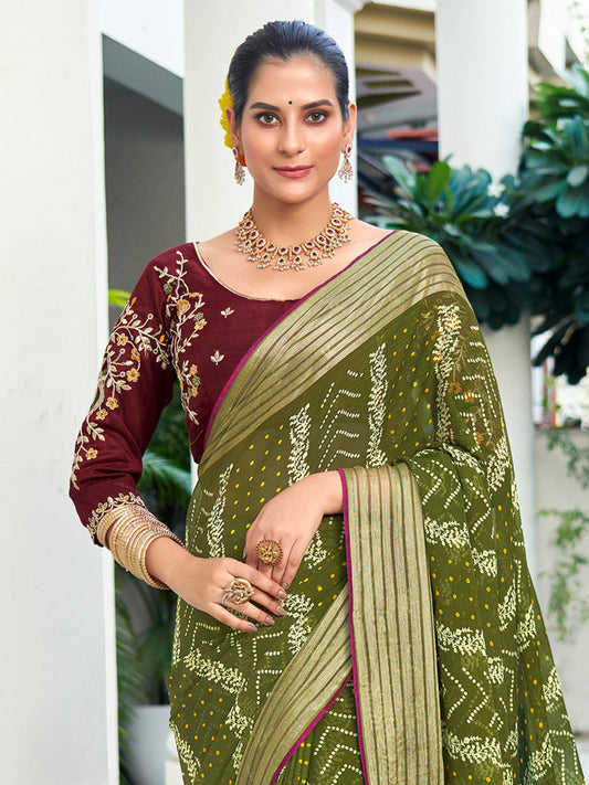 Forest Green Georgette Saree