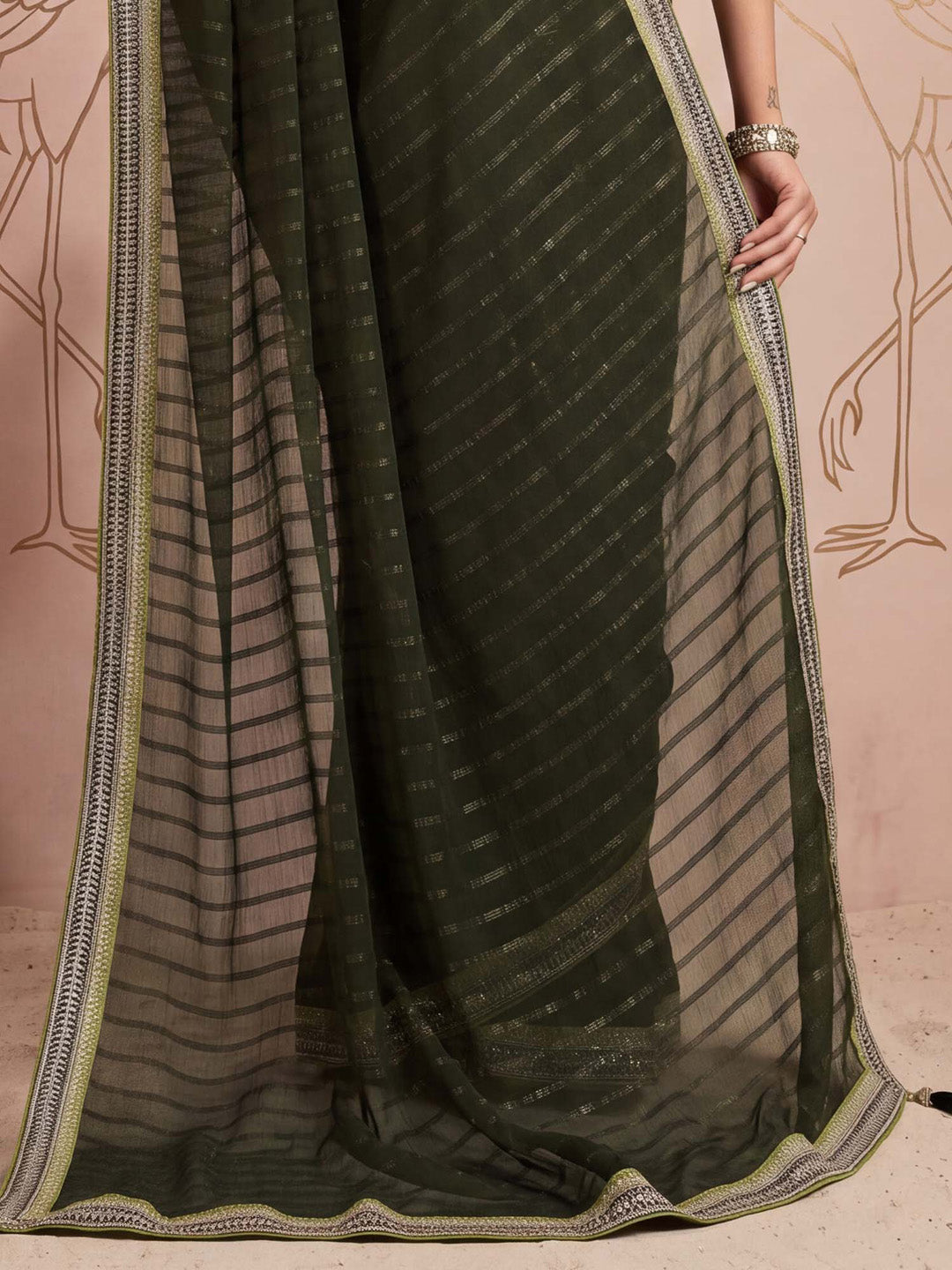 olive green saree