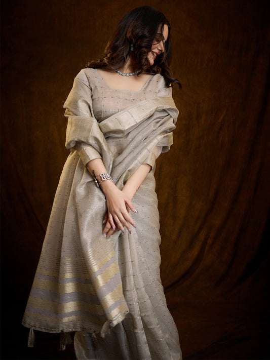 Silk Blend Heritage Banarasi Style Zari Woven Saree
