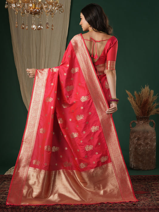 Saree Salmon Pink Heritage Banarasi Silk