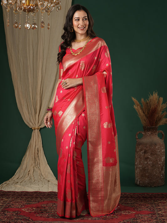 Saree Salmon Pink Heritage Banarasi Silk