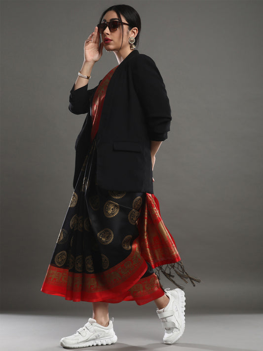 Black Woven Banarasi Silk Saree