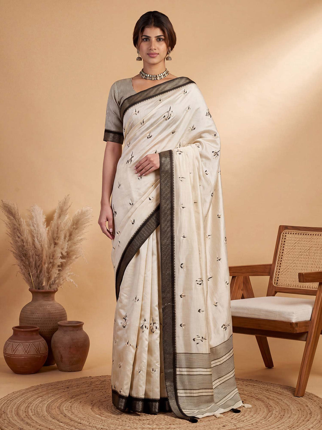 party wear saree
offwhite saree
embroiderd saree
