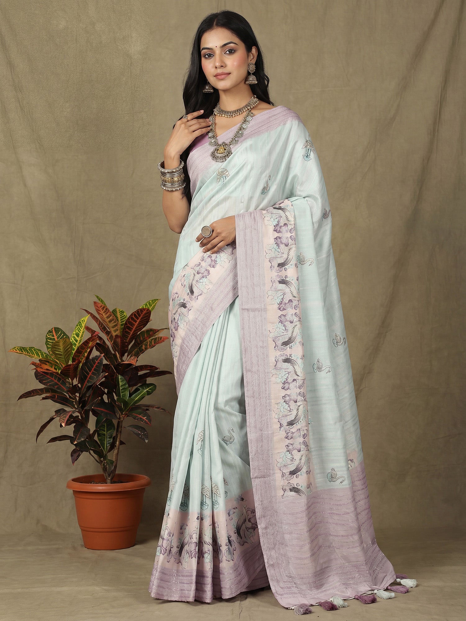 light blue saree collection
Elegant pastel color combination with graceful floral prints.