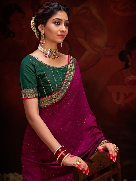 Maroon  Silk Blend  Zari Work  saree
