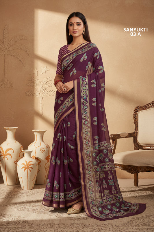 • Liva Classic Floral Print Saree
