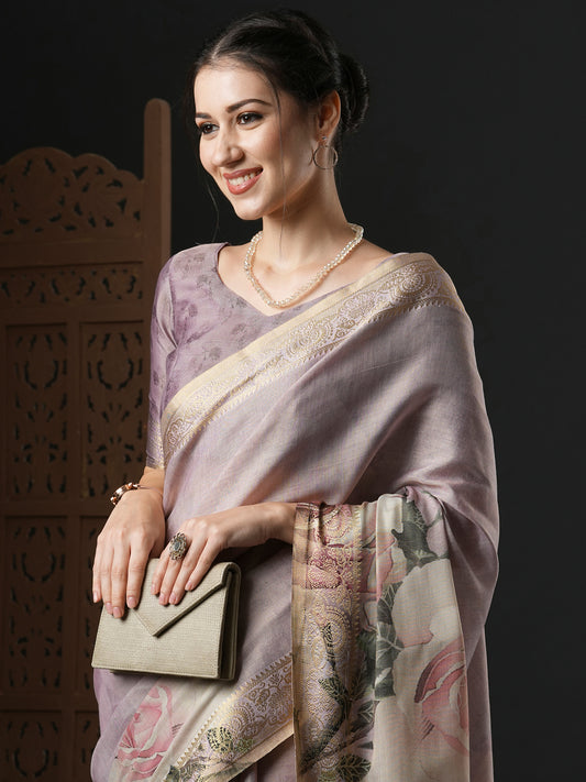 Floral Digital Print  Kanjivaram Silk Saree
