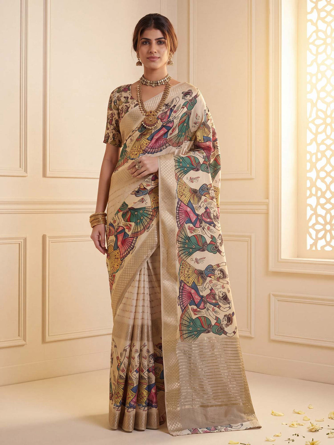 cream collection saree
ehnic wear collection 
party wear saree
