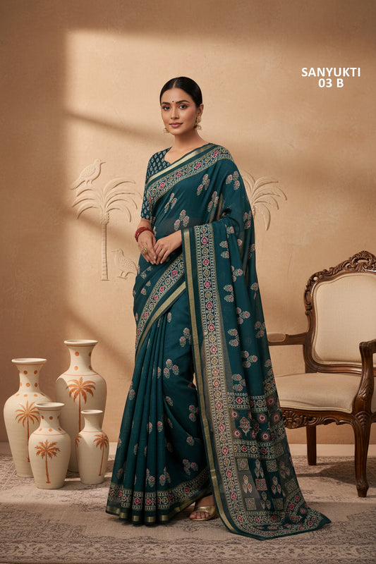 • Liva Classic Floral Print Saree