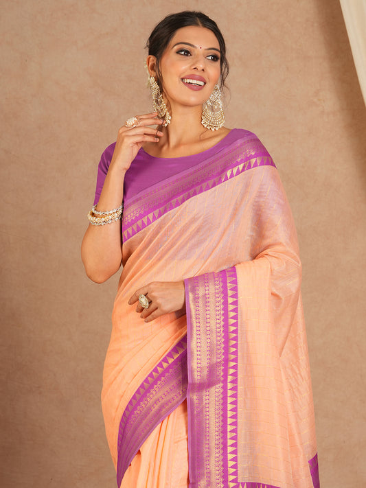 Peach Kanjivaram Silk Saree