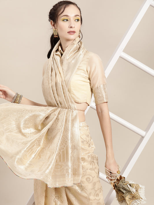 Ivory Jari Weave Saree