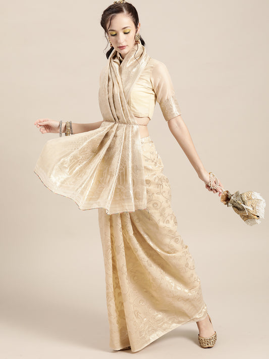 Ivory Jari Weave Saree