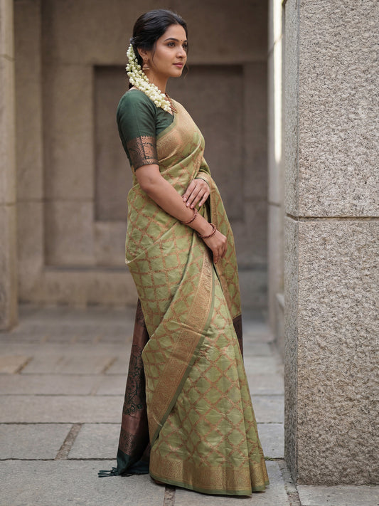 Light Green Banarasi Silk Saree