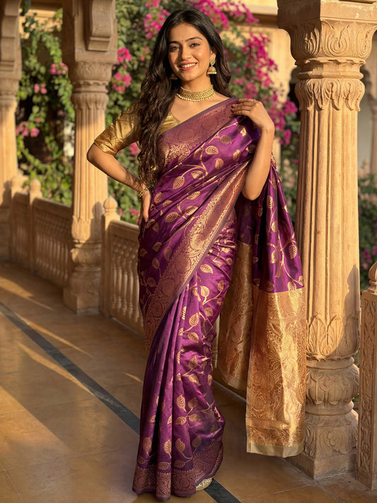 Banarasi Silk Purple Woven Saree
