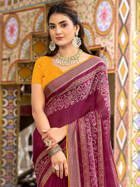 Deep Magenta Wine Cotton Silk Saree