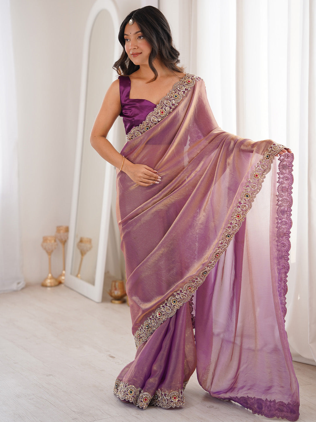 party wear saree for unmarried girl