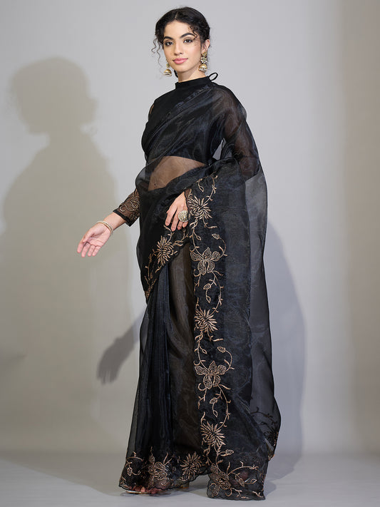 Black Organza Saree