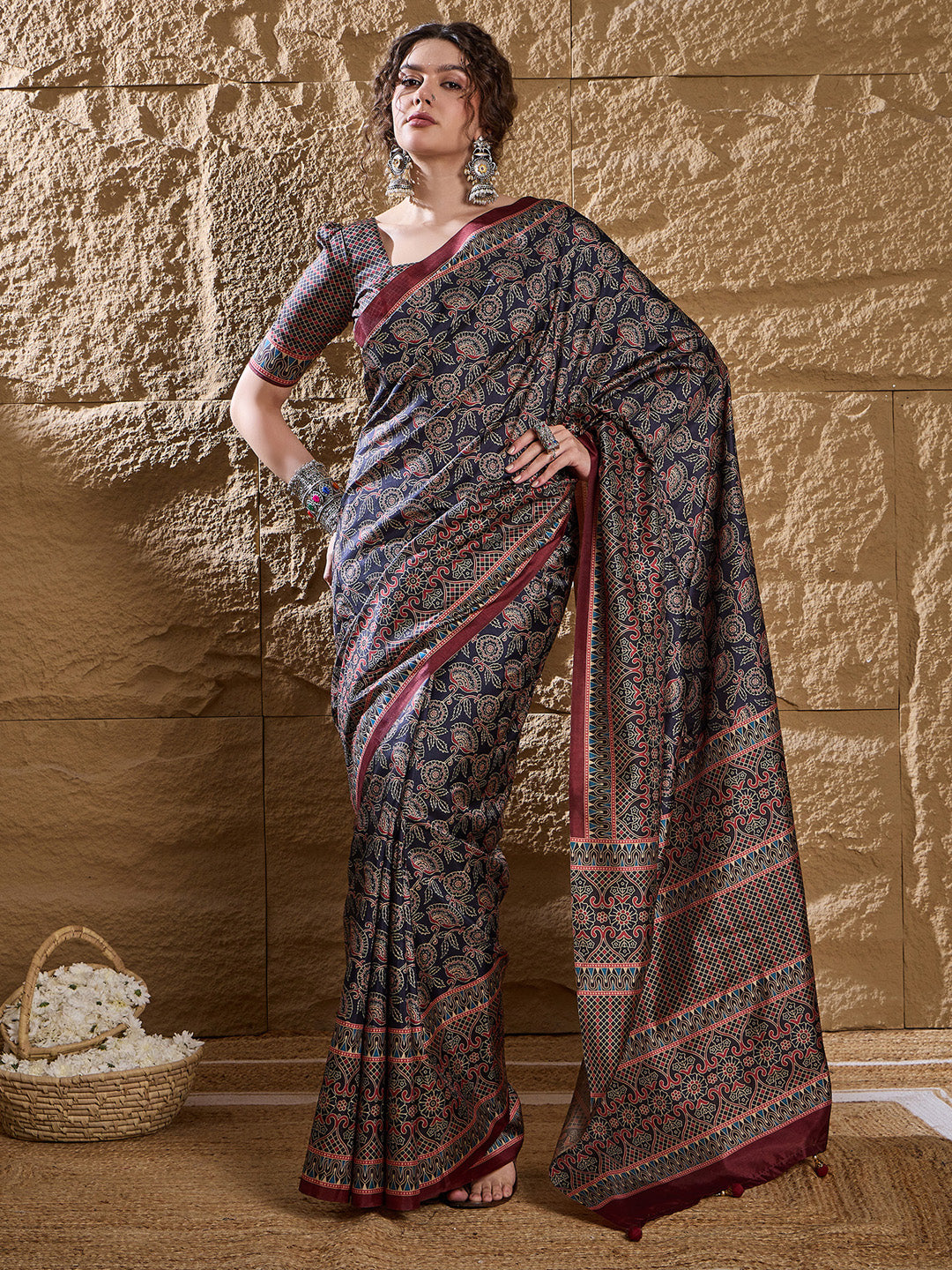 block Printed Saree